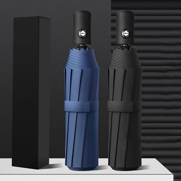 MEI QI LIN Automatic Folding Umbrella – 8-Rib Windproof, Durable & Lightweight Travel Umbrella with Ergonomic Handle, Compact & Portable for Men & Women