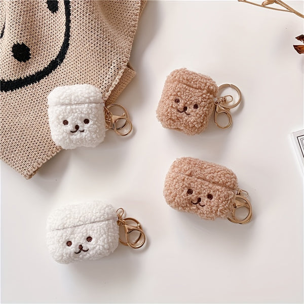Cute Plush Teddy Dog Case – Soft Cover for AirPods 2 & 3