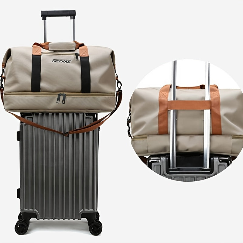 Large Tote Bag, Unisex Square Bag, Shoulder and Crossbody Bag for Men and Women, Short Business Trip Handheld Luggage Storage Bag, Men's Sports Gym Bag, Lightweight and Portable Handheld Bag, Messenger Bag [Zipper Direction R