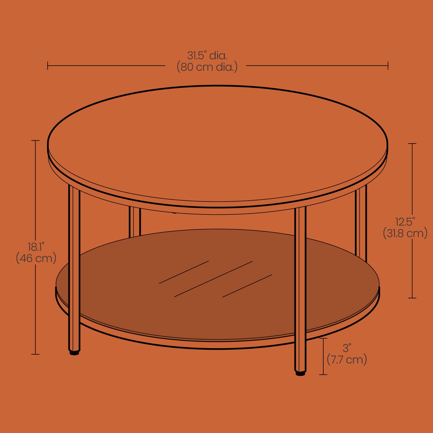 Coffee Table, Living Room Table, Sofa Cocktail Table Faux Marble Round, Tempered Glass Storage Shelf, Easy to Assemble, Modern Style, for Living Room, Marble