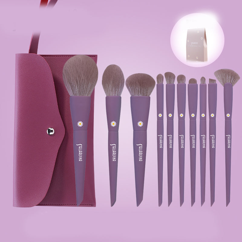 MSQ Make Up Brushes 10Pcs Makeup Brush Set: Foundation Brush, Blending Brush, Synthetic Hair Powder Brushes, Fan Brushes, Eyeshadow Brushes, Eye Brushes Set with Bag