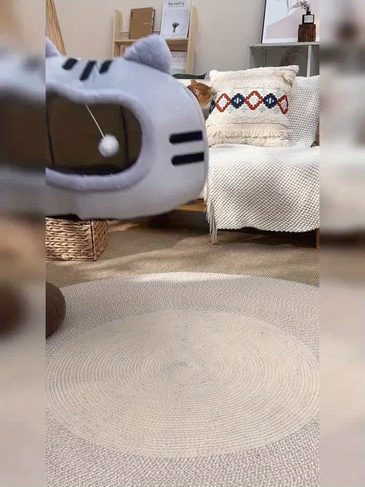 Four Seasons Warm and Soft Semi-closed Cat House, Non Slip Bottom Cat Shaped Cat Bed for Puppy Pet Bed