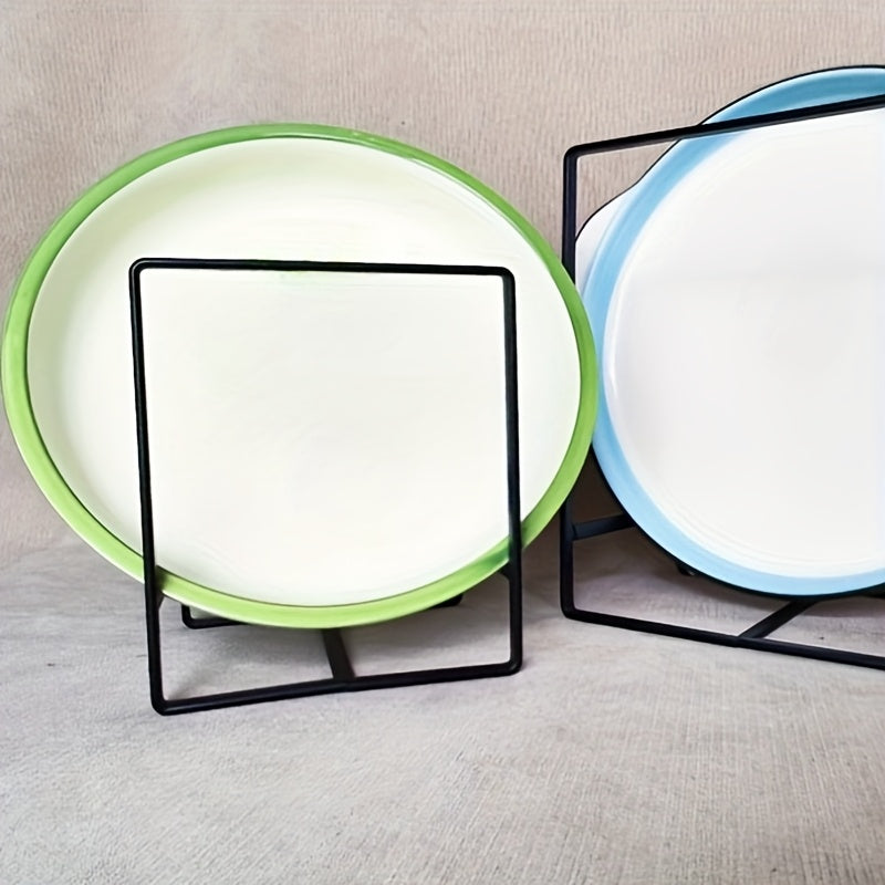 4-Piece Black Metal Dish Rack Set, Space-Saving No-Drill Mount, Durable Plate and Utensil Holder for Kitchen Organization