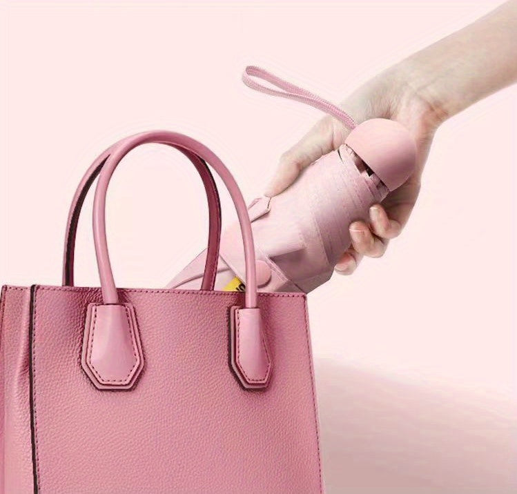 Thickened 5-Fold Mini Umbrella – Windproof, Ultra-Light, Compact Capsule Design, 6-Rib Manual Open with Rubber Handle, Stylish Portable Umbrella for Men, Women & Kids