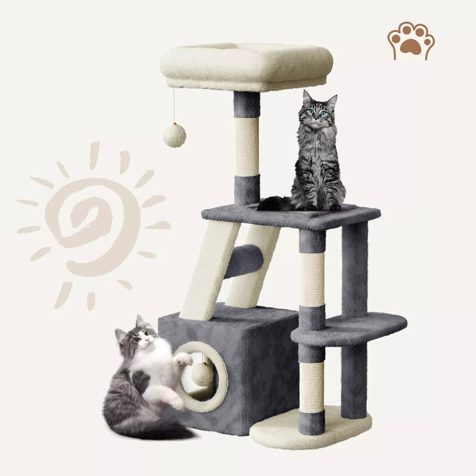 Dogat 107cm High - Quality Multilevel Cat Tree Tower with Scratching Posts - The Perfect Indoor Climbing House Condo for Your Feline Friend