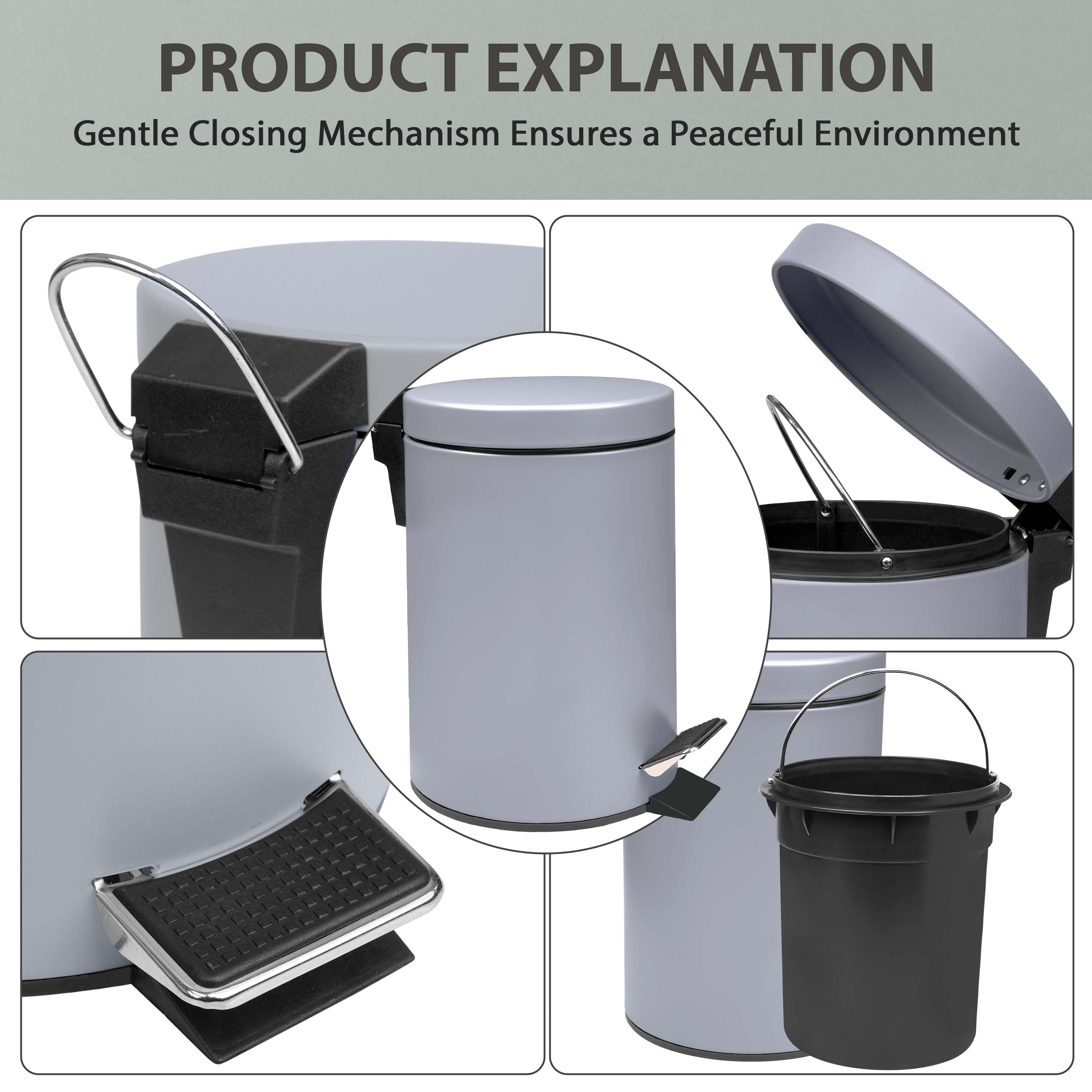 3L Small Pedal Bin – Compact Rubbish Waste Stainless Steel Bin for Bathroom, Kitchen & Toilet – Hands-Free Soft Close Lid, Durable & Easy to Clean – Ideal for Home & Office Use