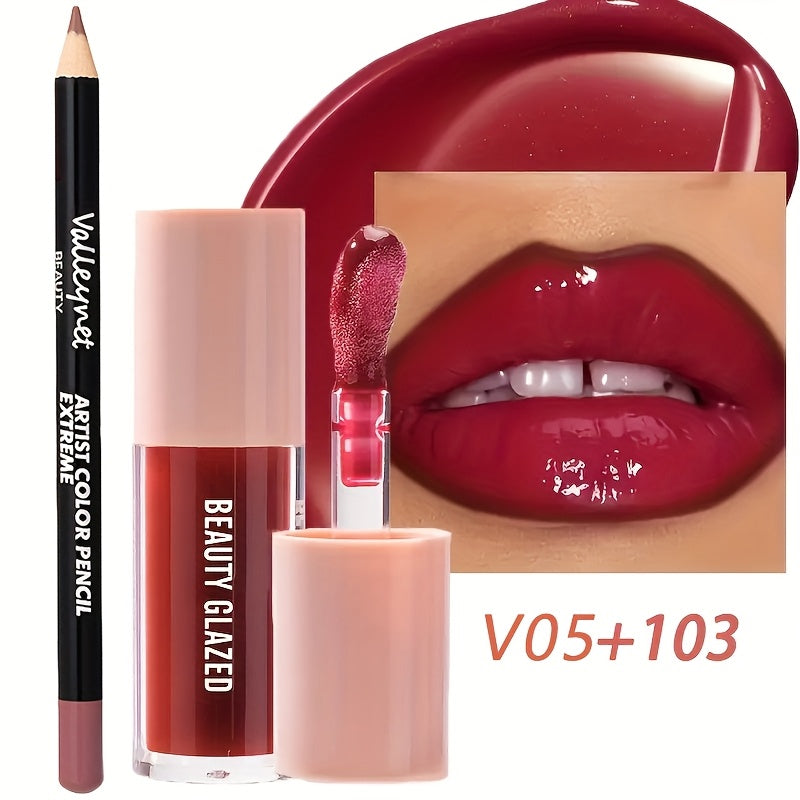 2pack/Set, Lip Liner + Lip Glaze, Matte, Moist And Shiny, Long-Lasting Color, Mixed Color System, Create Bright Lip Makeup, Lip Liner Pencil, Lip Gloss, Lip Lin, Lip Combo, Lip Liner And Lipgloss Set, Lip Liner Long Lasting,