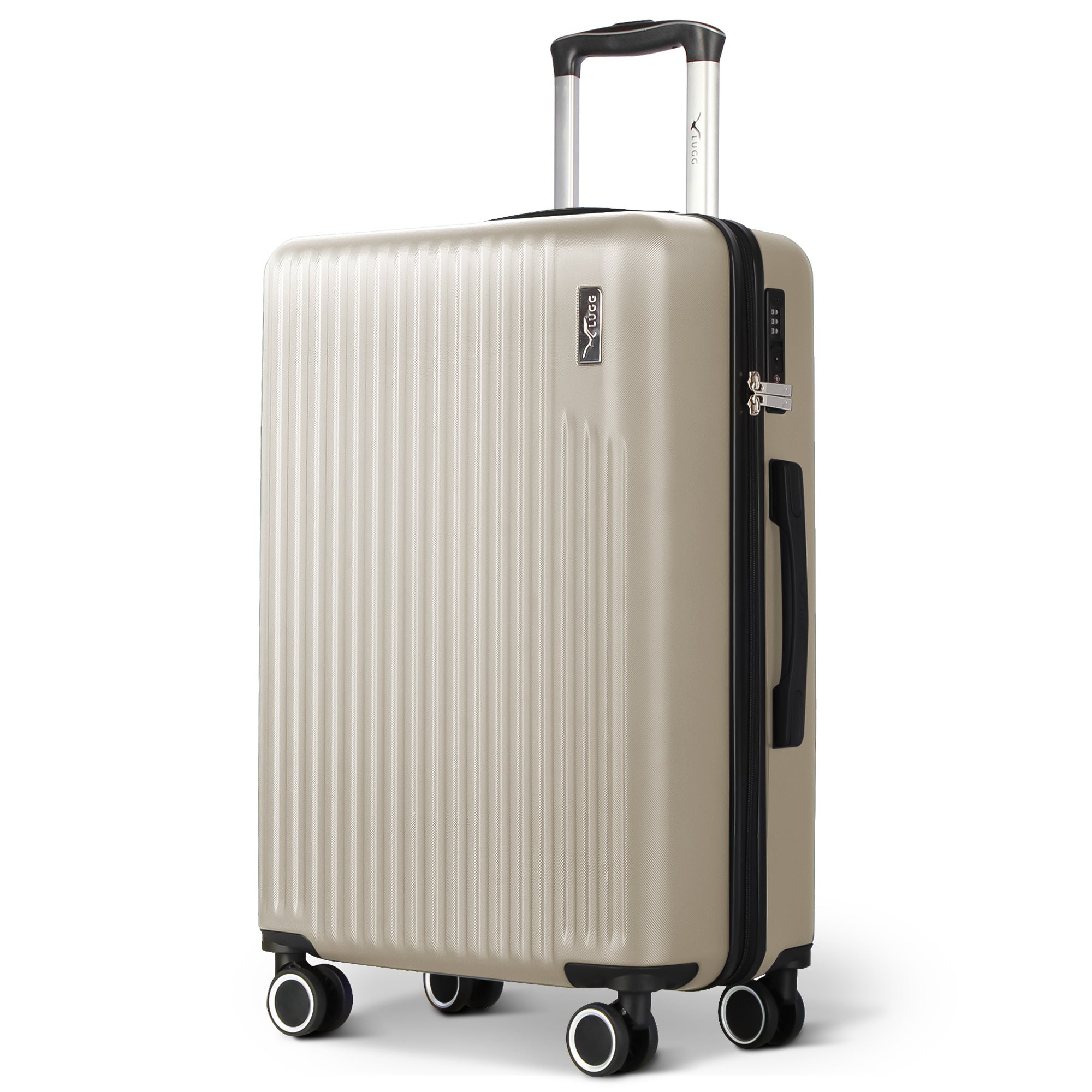 LUGG 65 x 25 x 44cm Vacay Suitcase ABS Luggage with TSA Indent Lock, Aluminium Trolley Handle, 360° Spinner Wheels, Water-Resistant & Durable Material - Airline Compatible (24inch)