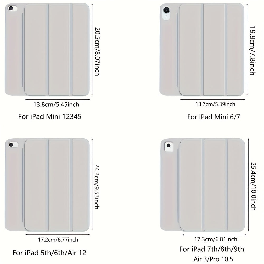 For iPad 11th Gen/10th/9th/8th/7th/6th/5th/ Air 1/2/3/Pro 9.7/10.5 Slim Tri-Fold Stand Case with Pencil Holder - Auto Sleep/Wake, Adjustable Stand, Lightweight Soft TPU Cover, Modern Travel Case For A16, Auto Sleep/wake Featu