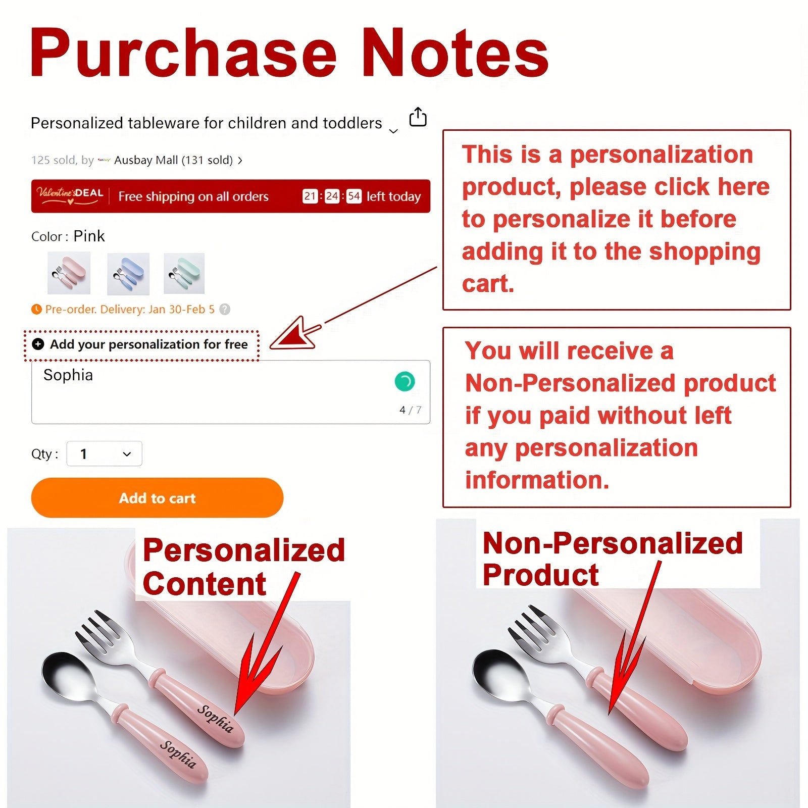 Personalized Name Custom Items, Toddler Tableware Set with Spoon, Fork, And Storage Box for Children