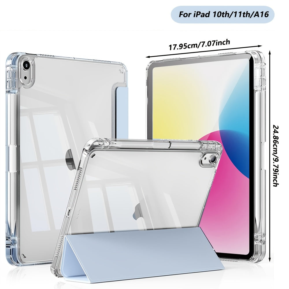 for iPad (A16) 27.94cm 2025 Smart Case with Pencil Holder - Auto Sleep/Wake, Lightweight Acrylic Hybrid Shell, Non-Slip, Scratch , with Inner Pocket and Stylish Design for Latest for iPad Models, Durable for iPad