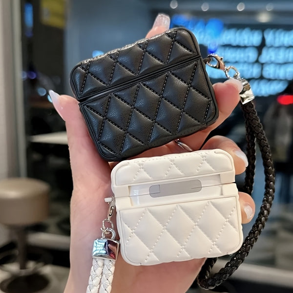 Plaid Faux Leather Case – Soft Split Protective Cover for AirPods 4/Pro 2/AirPods 3