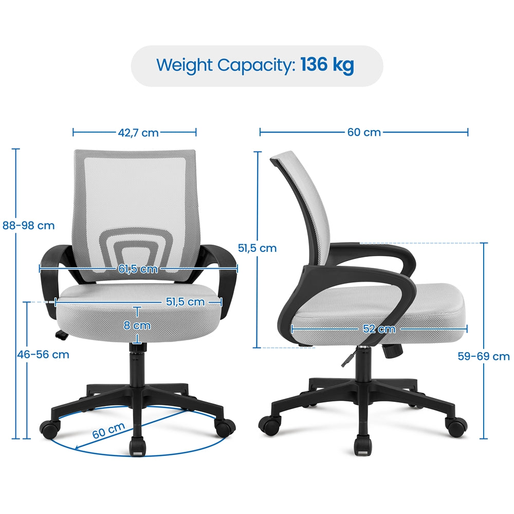 Costoffs Office Chair, Swivel Chair, Mid Back Mesh Office Chair, Mesh Computer Chair, Mid-Back Desk Chair, Height Adjustable with Rolling Casters and Lumbar Support, Computer Mesh Chair for Study/Offices