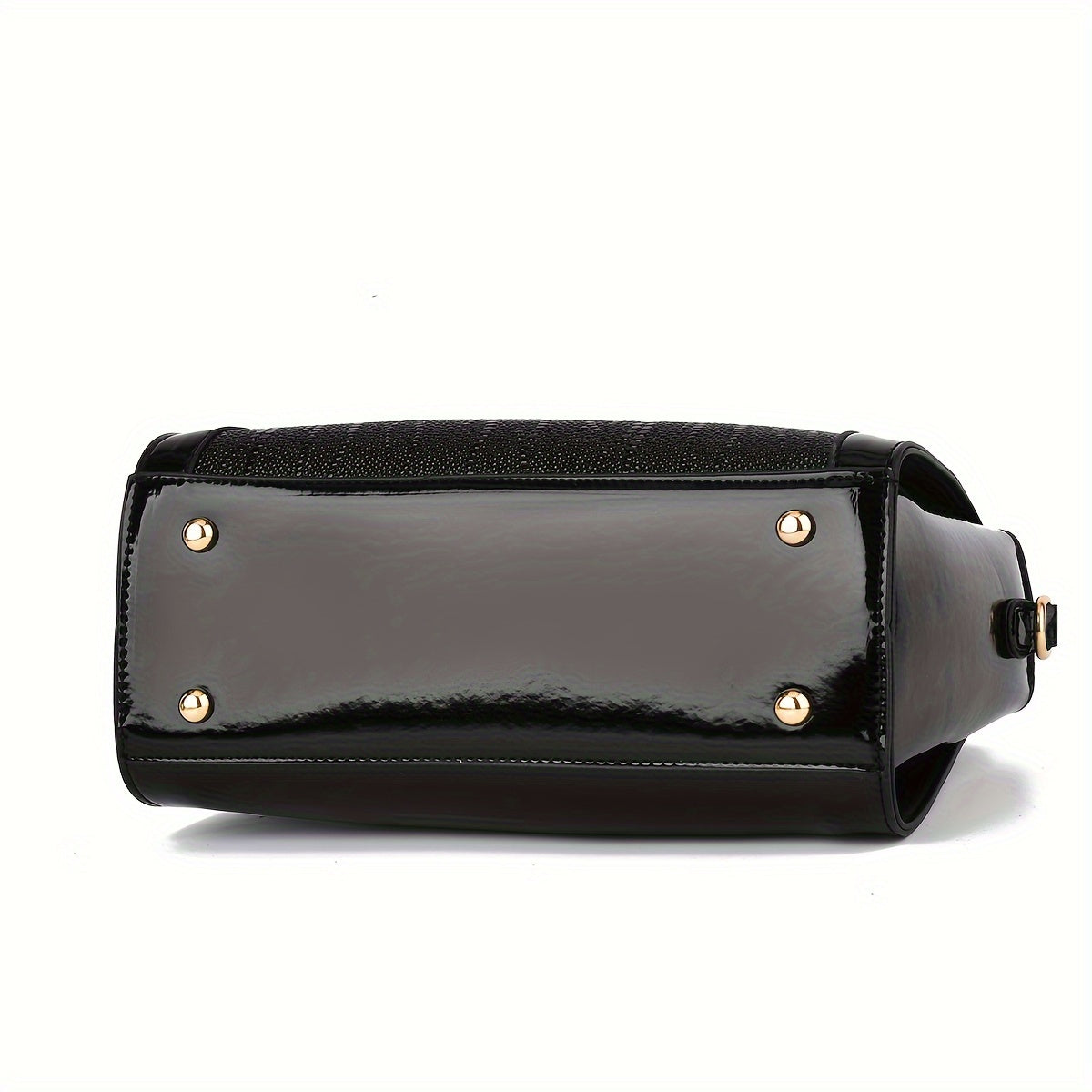 Classic Solid Color Crocodile Pattern Handbag with Clutch Purse, Textured Bags for Women