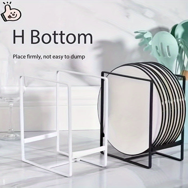 4-Piece Black Metal Dish Rack Set, Space-Saving No-Drill Mount, Durable Plate and Utensil Holder for Kitchen Organization