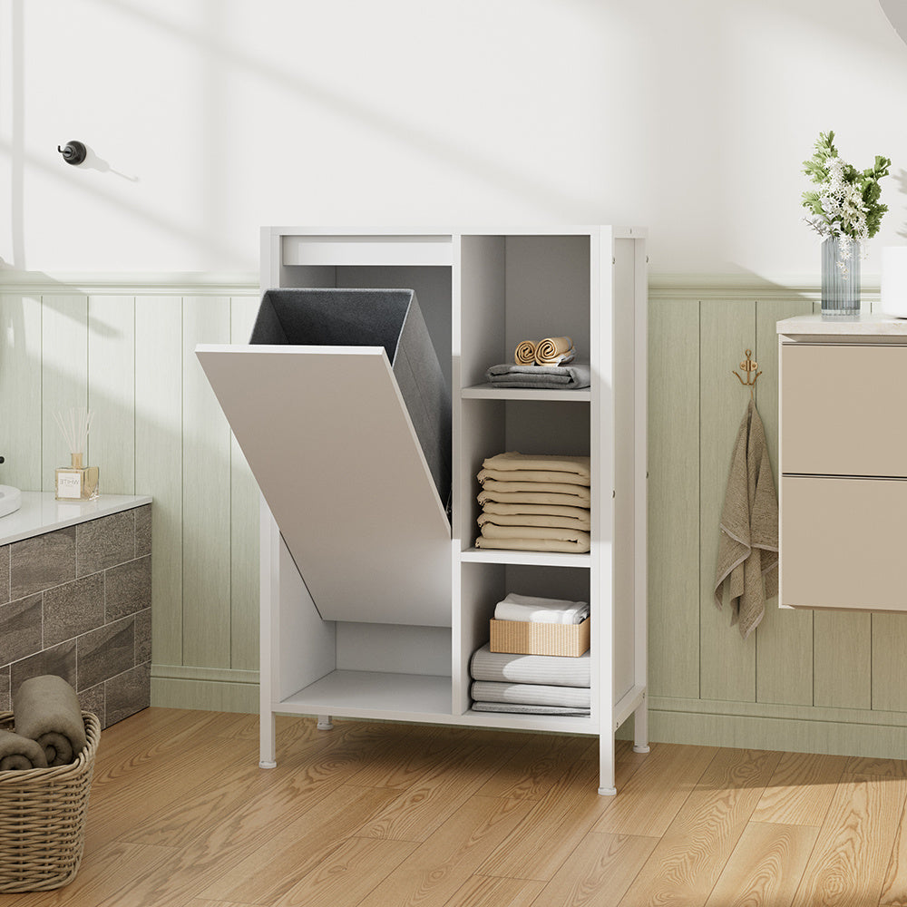 1-Pack L60*W30*H90CM Bathroom Storage Cabinet, Shoe Storage Cabinet Home Hallway Furniture 1 Doors / Adjustable 4 Shelves Cupboard Footwear Rack Stand Organiser White