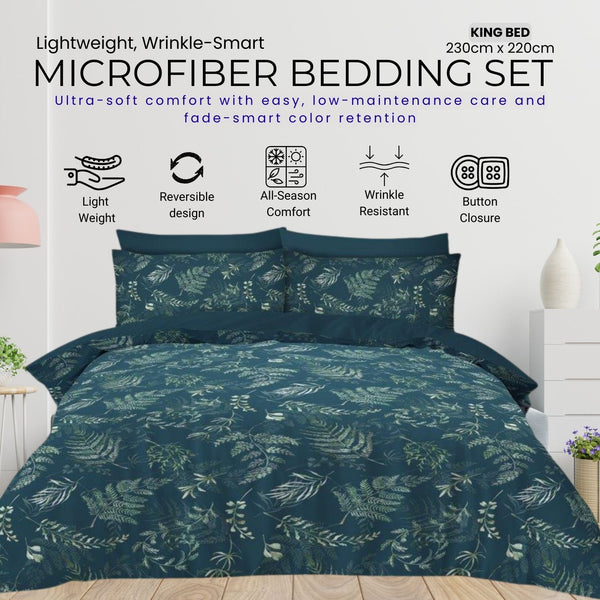 GC GAVENO CAVAILIA Premium Microfiber Duvet Cover Set with Pillowcases | Lightweight, Wrinkle-Resistant Winter Leaf Design Bedding Set | Ultra-Soft Comforter Quilt Cover Set with Button Closure | Single, Double & King Bed Siz