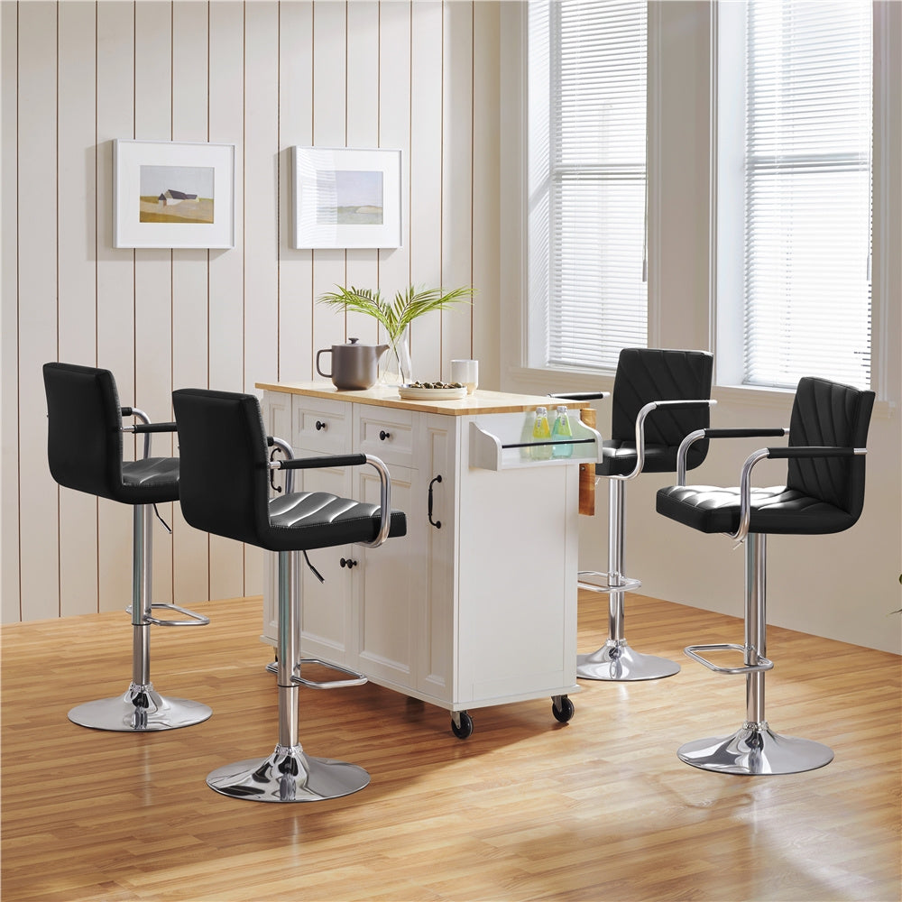 Costoffs 2PCS Bar Stools Counter Stools Kitchen Counter Chairs PU Leather Dining Chairs Modern Height Adjustable Swivel Bar Chairs with Backrest and Footrest