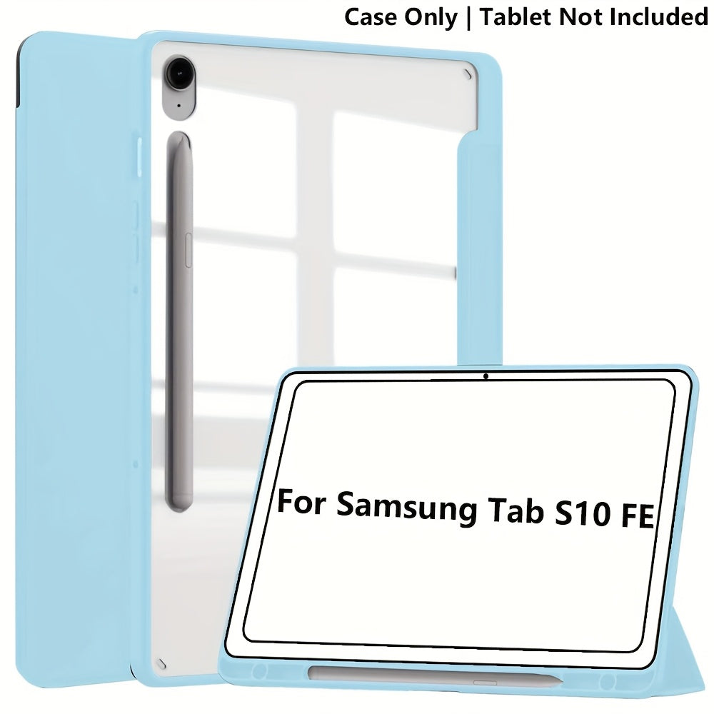 For Samsung for galaxy Tab S10 FE/S9 FE/S9 Case, Featuring a Clear Back Cover, Automatic Sleep/Wake Functionality, [Slim Protective Design] [Stand Capability] [Scratch