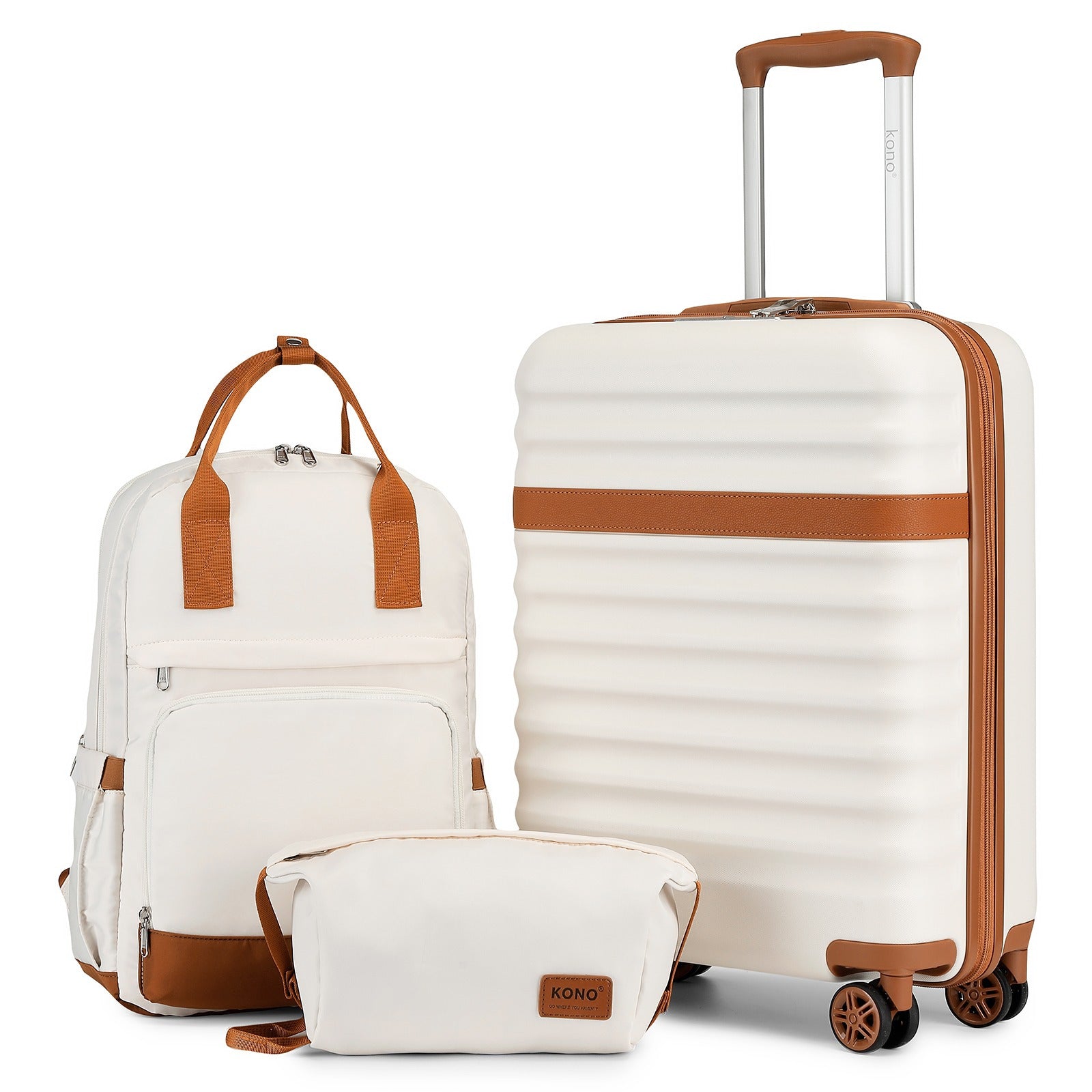3-Piece Travel Suitcase Set: 20-Inch Stylish Hard Shell ABS+PC Cabin Suitcase, Plus a Multi-Compartment Backpack with a Small Pouch - Ideal for Trendy and Organized Travelers
