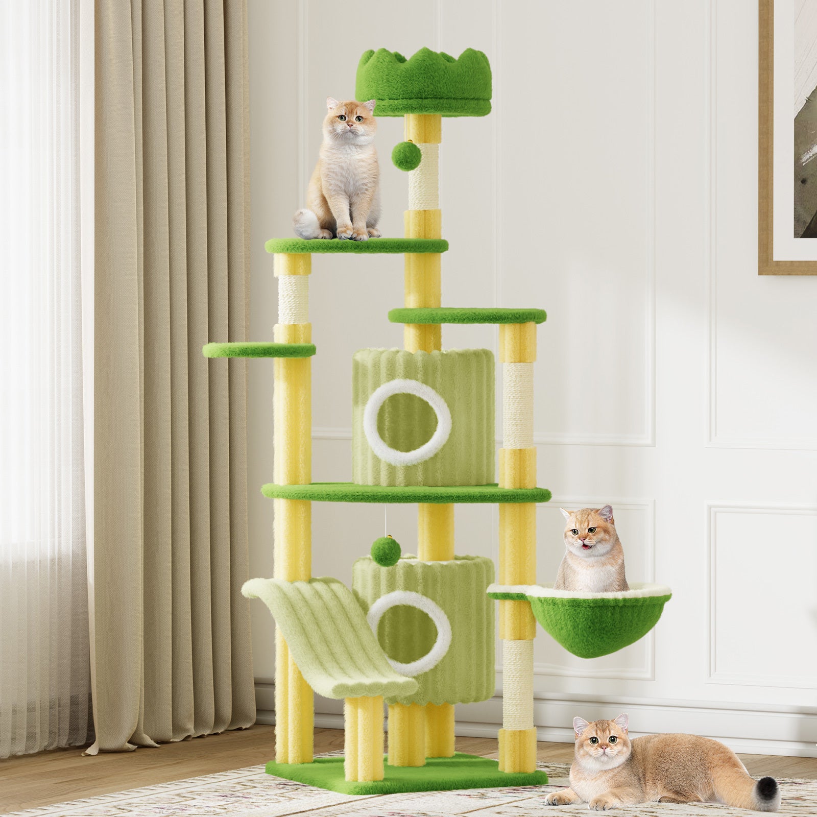 Dogat Extra - Large Cat Activity Tree Tower - 162cm Cat Condo with Hammock - Ideal for Both Adult Cats and Kittens! A Must - Have for Feline Fun and Comfort.