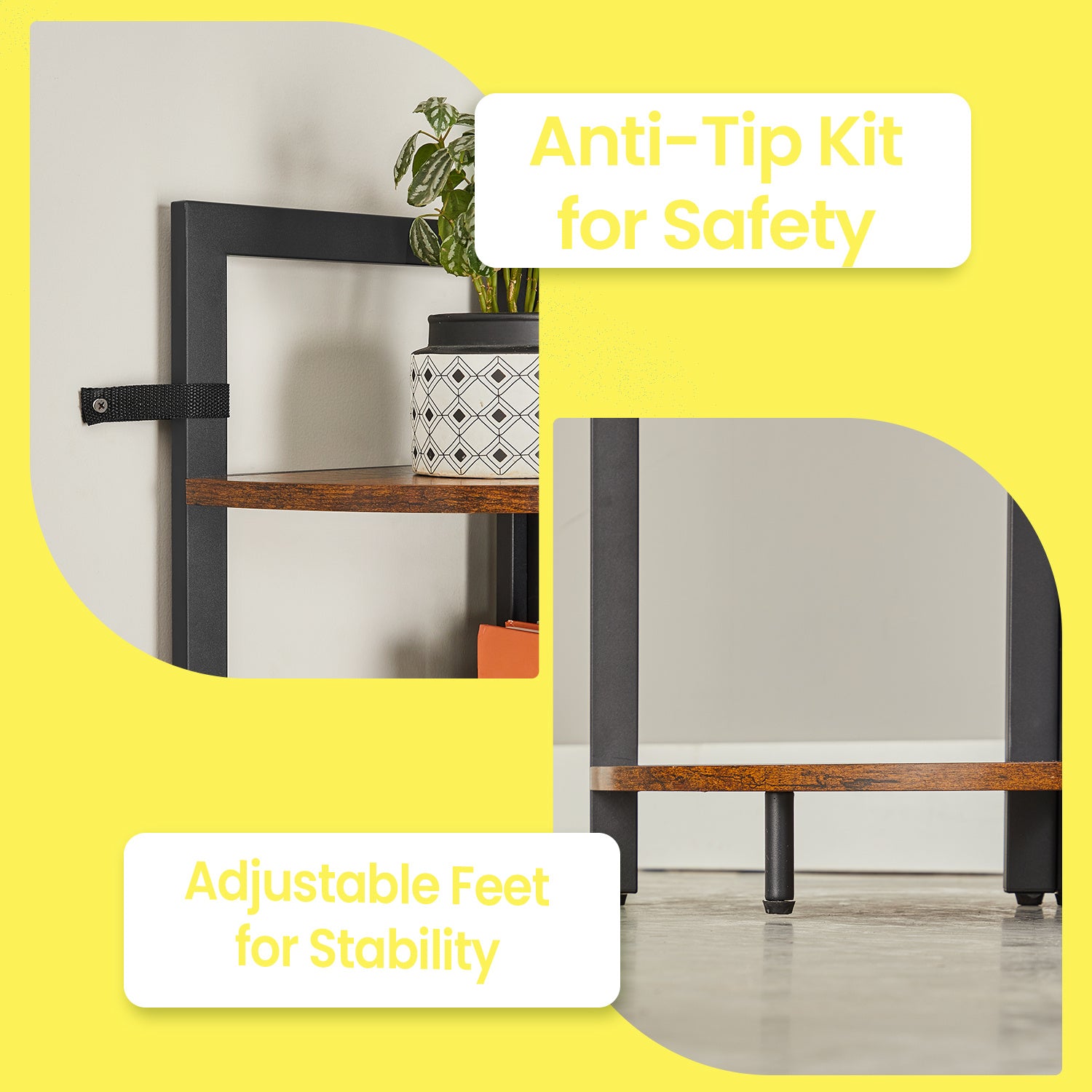 5-Tier Corner Bookcase – Industrial Style Plant Rack & Storage Unit for Living Room, Bedroom