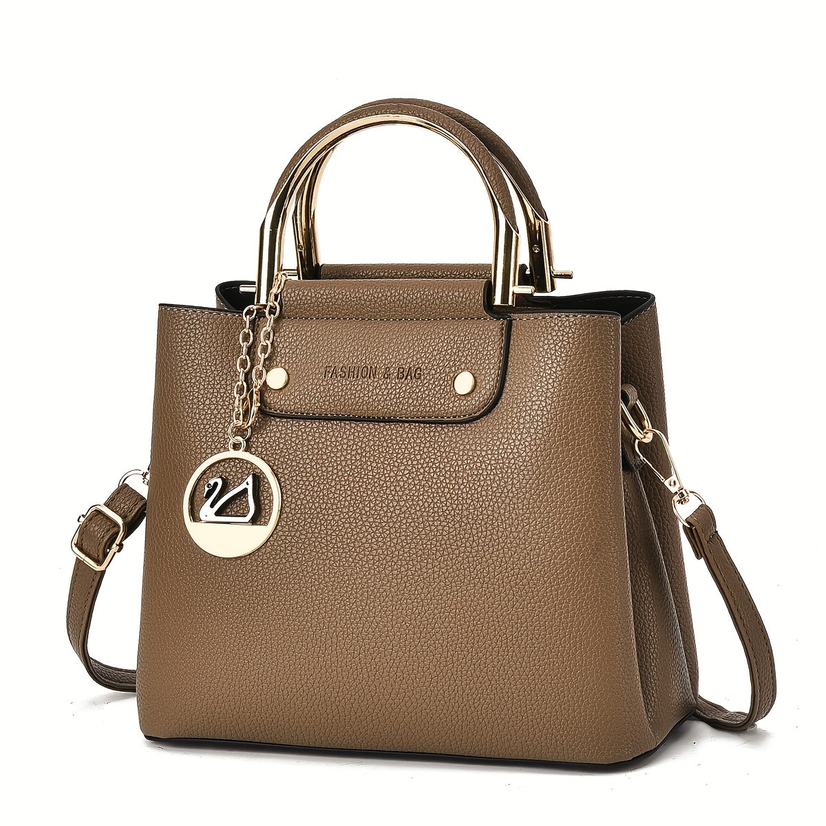 Women's  Handbag with -Tone Hardware & Detachable Strap - Elegant Beige/Coffee Brown/Tan/ Green/Pink/Black Crossbody Purse, -Tone Circle Logo Closure, Versatile Handheld or Shoulder for, Wedding, Everyday