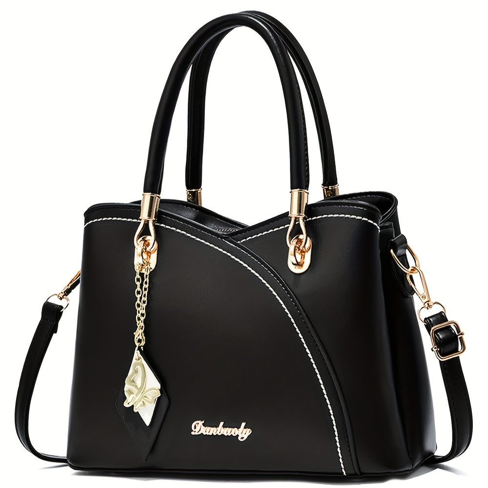 Elegant Women’s Two-Tone PU Handbag – Large-Capacity Fashion Satchel with Shoulder Strap