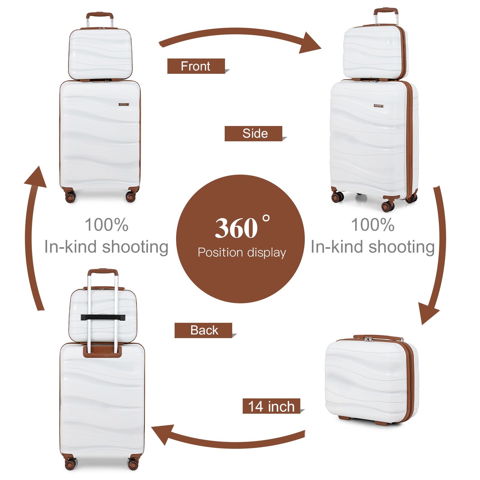 1Pcs of 20inch luggage Lightweight Polypropylene Hard Shell Suitcase with TSA Lock Spinner Wheels Travel Trolley Case and Beauty Case 14/20/24/28 Cream White Luggage Sets of 4 Piece, Luggage For Travel