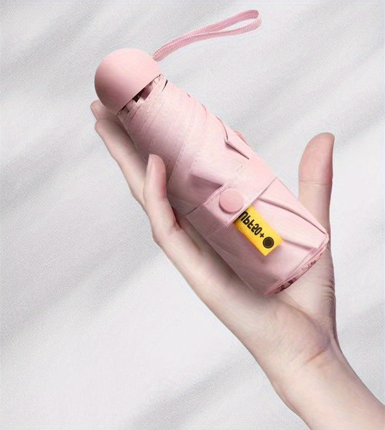 Thickened 5-Fold Mini Umbrella – Windproof, Ultra-Light, Compact Capsule Design, 6-Rib Manual Open with Rubber Handle, Stylish Portable Umbrella for Men, Women & Kids