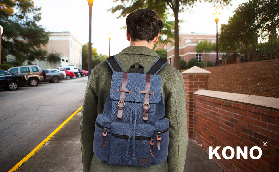 Canvas Backpack Unisex Vintage Rucksack School Bag Casual Daypack for Women/Men Outdoor Travel Hiking Camping