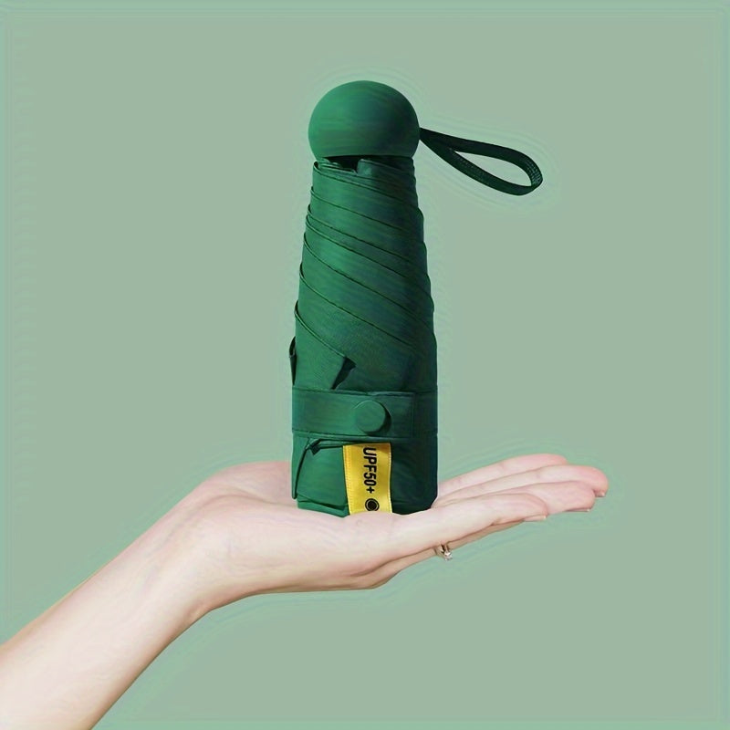 Thickened 5-Fold Mini Umbrella – Windproof, Ultra-Light, Compact Capsule Design, 6-Rib Manual Open with Rubber Handle, Stylish Portable Umbrella for Men, Women & Kids