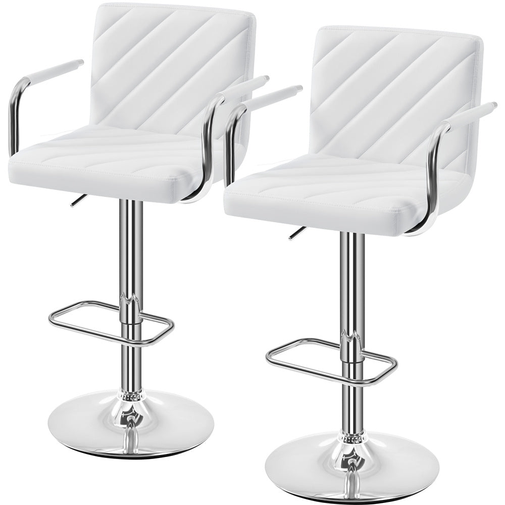 Costoffs 2PCS Bar Stools Counter Stools Kitchen Counter Chairs PU Leather Dining Chairs Modern Height Adjustable Swivel Bar Chairs with Backrest and Footrest