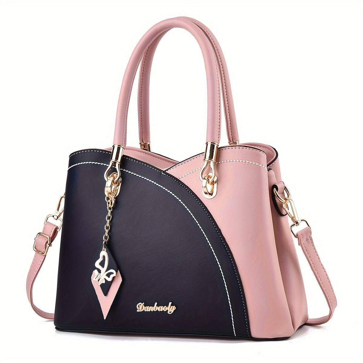 Elegant Women’s Two-Tone PU Handbag – Large-Capacity Fashion Satchel with Shoulder Strap