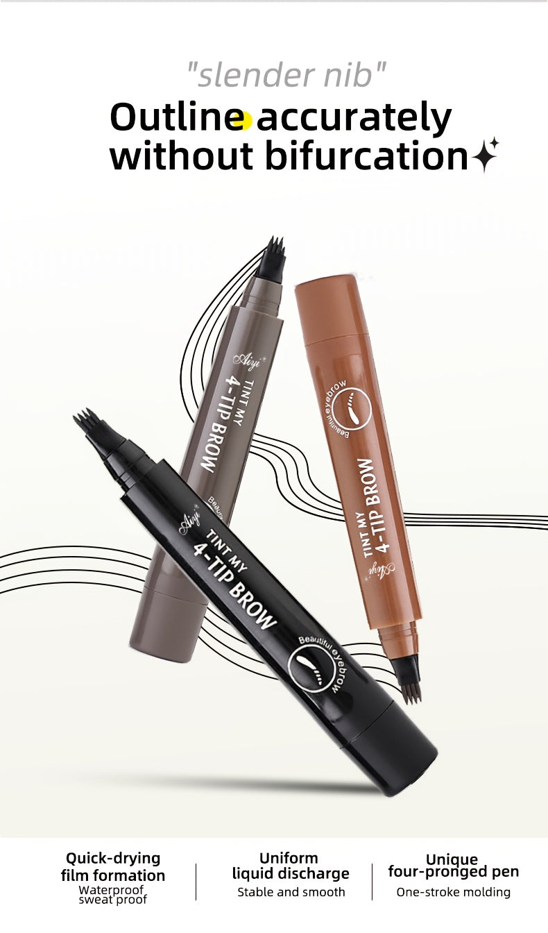 6-Pack Makeup Artist Special One-Stroke Shaped Simulation Eyebrow Feeling Ultra-Thin Four-Pronged Eyebrow Pen Waterproof and Anti-Scratch No Bleeding Natural Three-Dimensional Eyebrow Pen Natural and Vivid Roots Clear Not Rem
