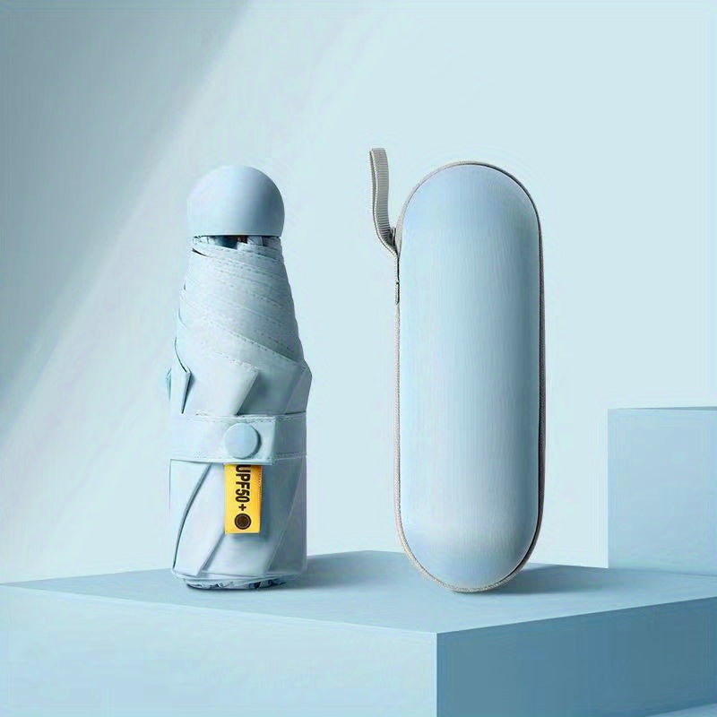 Thickened 5-Fold Mini Umbrella – Windproof, Ultra-Light, Compact Capsule Design, 6-Rib Manual Open with Rubber Handle, Stylish Portable Umbrella for Men, Women & Kids