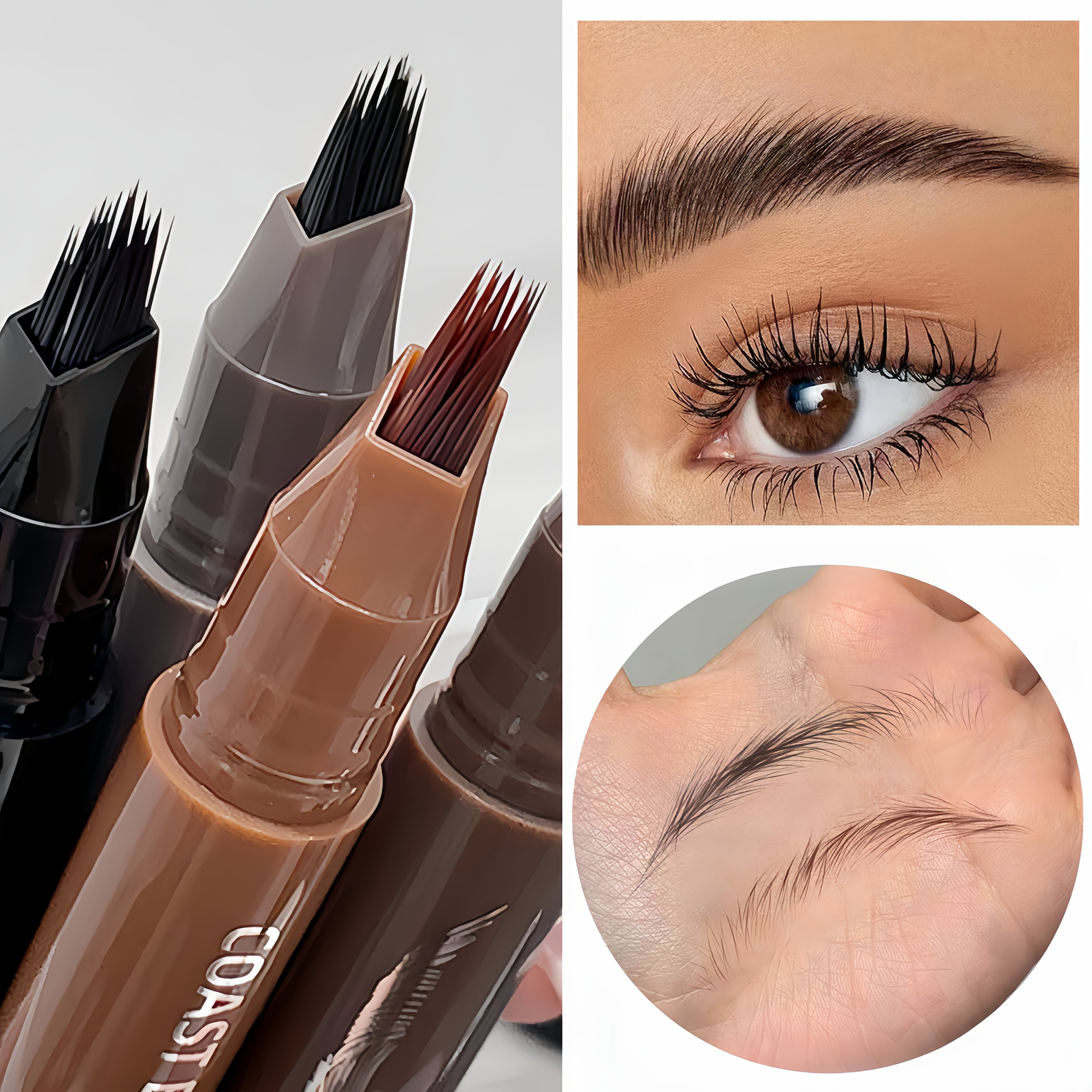 Dual-Action Quick Water Eyebrow Pencil with Multi-Branch Brush Head Design: Defines Each Hairline with a Single Stroke, Precisely Fills in Hairline, Waterproof, Long-Lasting, Smudge-Proof. Three-Dimensional Hair Flow Technolo