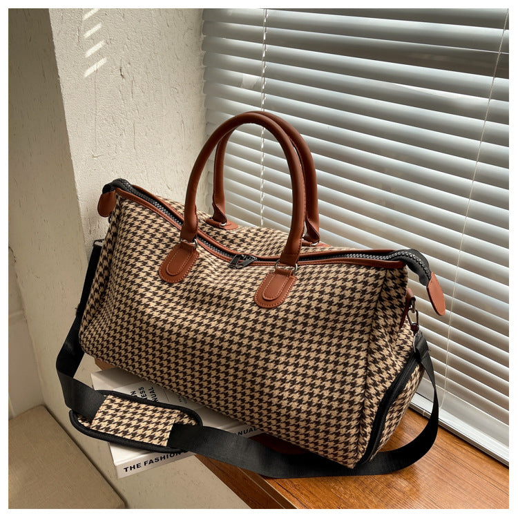 Travel Large Capacity Plaid Colorblock Handbag For Women