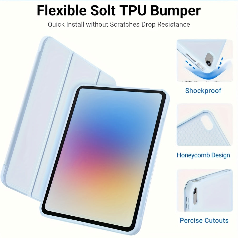 Case for iPad (A16) 11th generation 27.94cm 2025 new compatible iPad 10th generation shell 2022 10.9-inch three fold stand intelligent protective cover soft TPU back shell automatic wake-up/sleep, Tablet Stand Case, Smart Wak