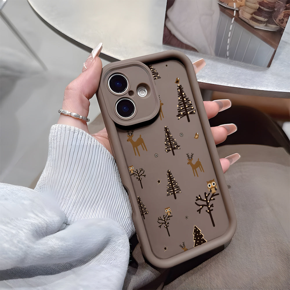 Merry Christmas Reindeer Tree Phone Case – Shockproof, Lens-Protected Cover for iPhone 7–17 Series, Light-Up, Trendy Holiday Gift