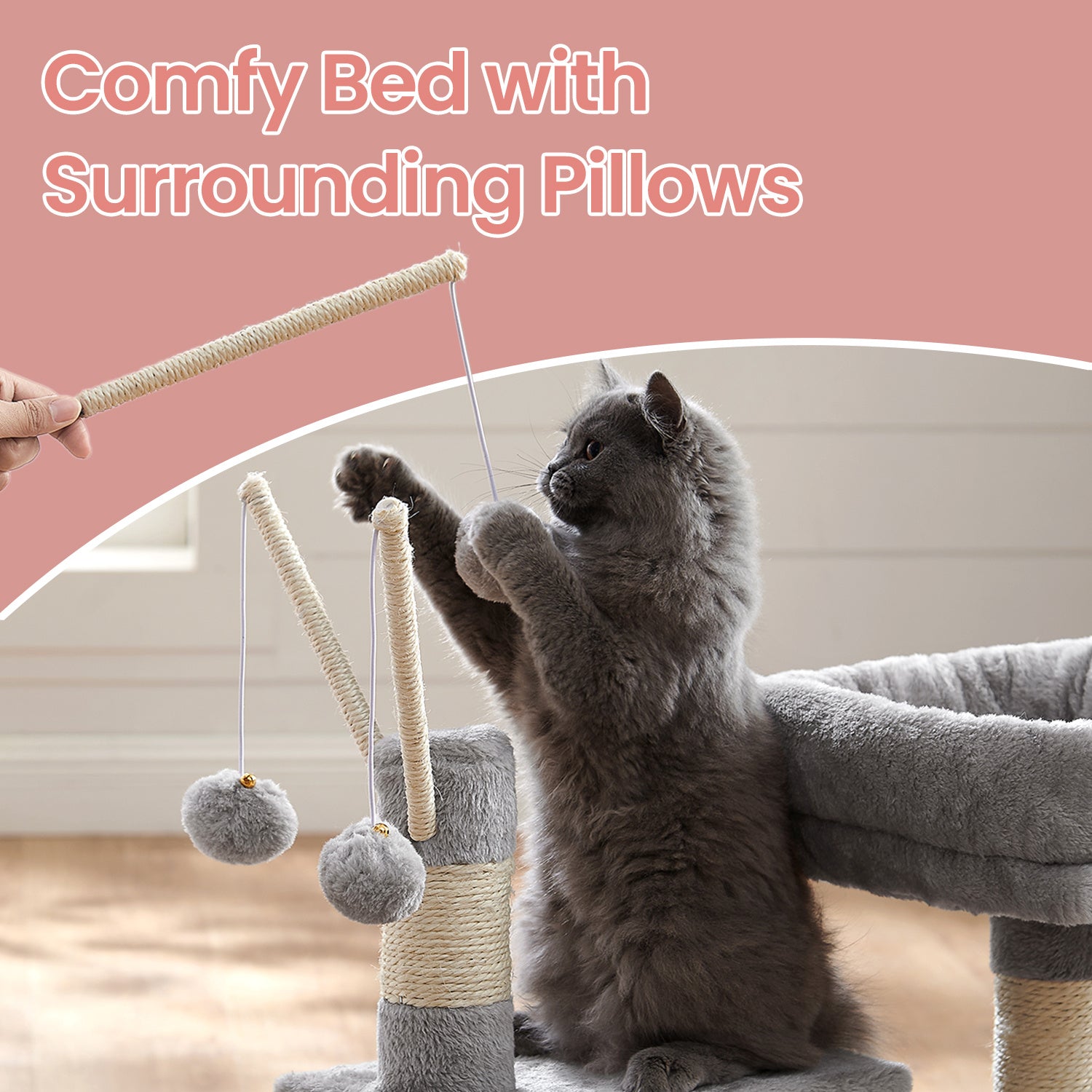 Cat Tree, Small Cat Tree, Scratching Post, with Cave and Platform