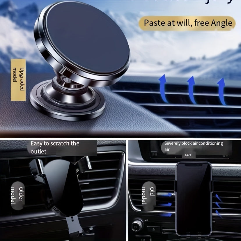 360° Rotatable Magnetic Car Phone Mount - Universal Dashboard Cell Phone Holder, Aluminum Alloy, Secure & Easy Installation