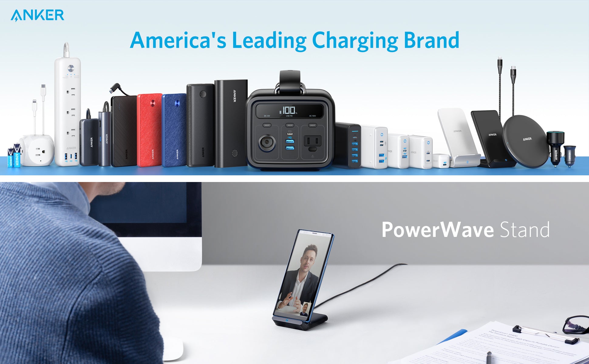 Anker Wireless Charger, 2-Pack PowerWave Stand Upgraded, Qi-Certified, Fast Charging for iPhone 12, 12 Pro Max, SE, 11, 11 Pro, 11 Pro Max, Galaxy S20 S10 S9 S8, Note 10 Note 9 (No AC Adapter)