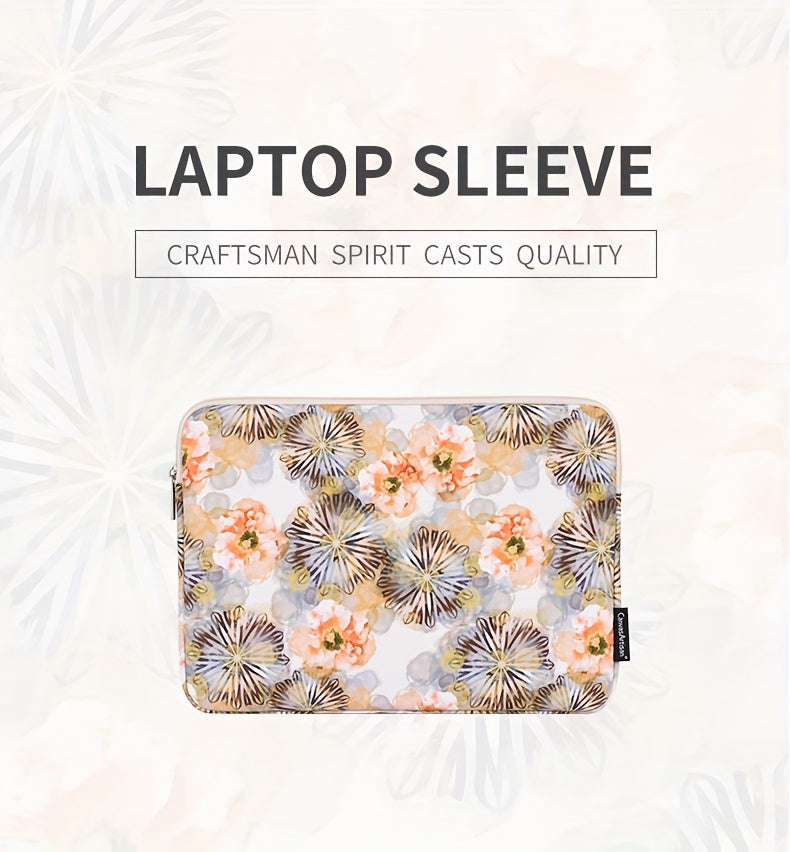 Shockproof Laptop Case Notebook Bag with Floral Print - Durable, Zipper Closure, Compatible with MagicBook SurfaceBook, Casual Style