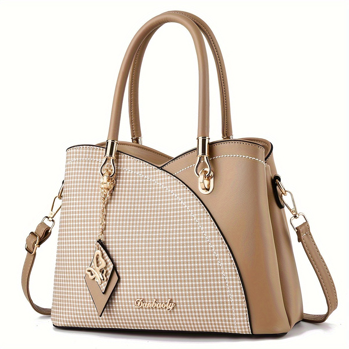 Elegant Women’s Two-Tone PU Handbag – Large-Capacity Fashion Satchel with Shoulder Strap