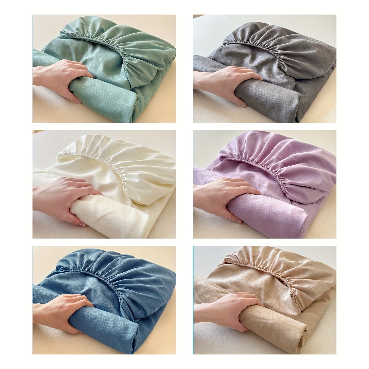 Simple Style Full Wrap Fitted Sheet Mattress Protector Cover, Light Beige-Friendly Comfortable Embossed Design, Non-Slip Fixed Positioning All-Season Machine Washable Without Pillowcase or Cushion