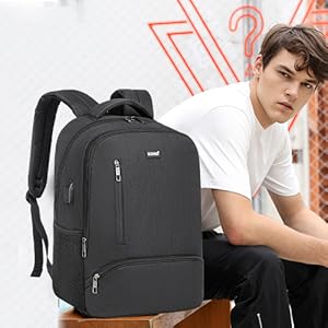 Travel Laptop Backpack with USB Port - Water Resistant 15.6 Inch Computer Bag for Work, School & Casual Use (Men/Women)
