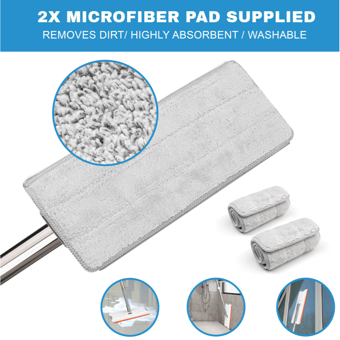 Mop Bucket Cleaning Kit, Including Mop and Bucket and Change the Mop Pad, Hand Wash Free Mop, Wet and Dry Mop, Multifunctional Bucket, Suitable for Tile, Marble, Wooden Floors, Cement Floor Cleaning, Reusable Mop Pads, Cleani