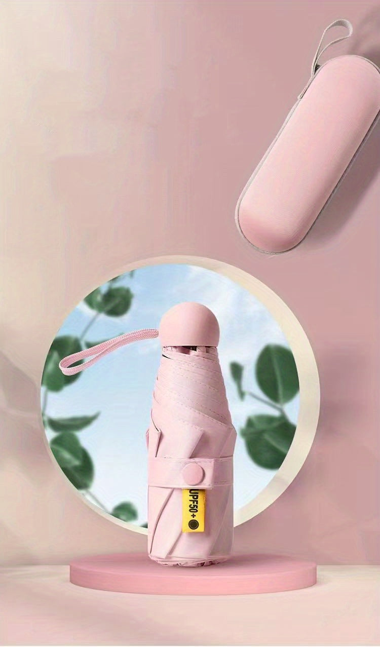 Thickened 5-Fold Mini Umbrella – Windproof, Ultra-Light, Compact Capsule Design, 6-Rib Manual Open with Rubber Handle, Stylish Portable Umbrella for Men, Women & Kids