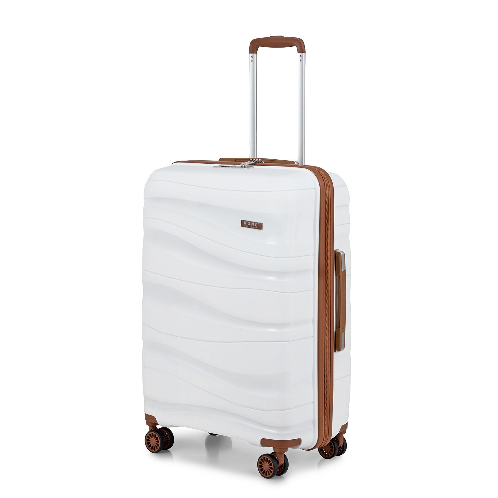 1Pcs of 20inch luggage Lightweight Polypropylene Hard Shell Suitcase with TSA Lock Spinner Wheels Travel Trolley Case and Beauty Case 14/20/24/28 Cream White Luggage Sets of 4 Piece, Luggage For Travel
